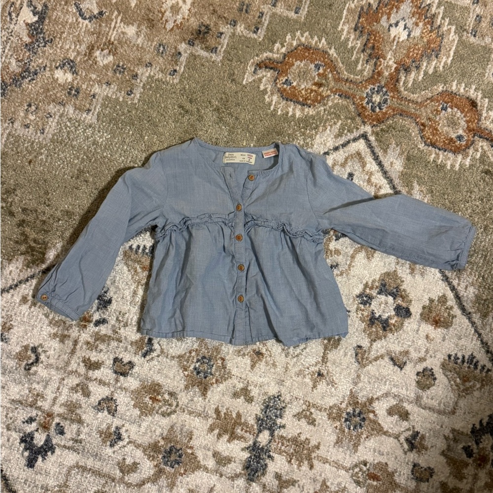 Zara | Blue Button-Up Kids Shirt